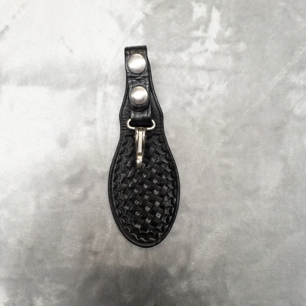 Leather Duty Belt Key Holder Black Leather Basket weave